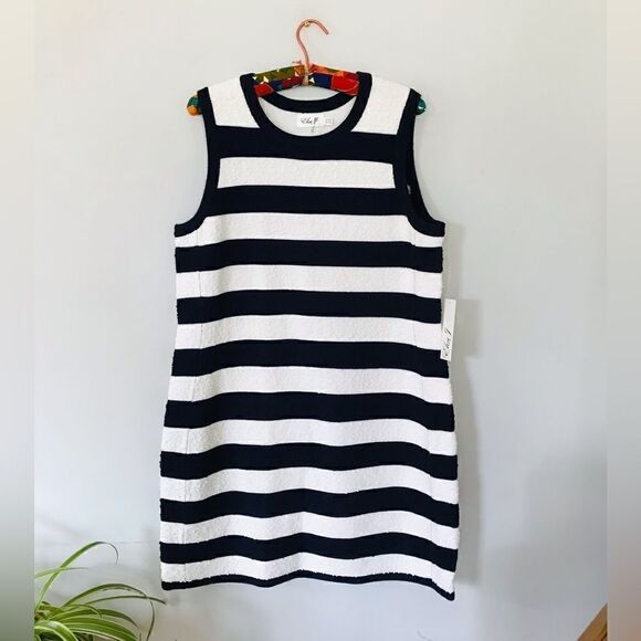 Eliza J | navy and white striped sleeveless knit dress - Picture 1 of 7